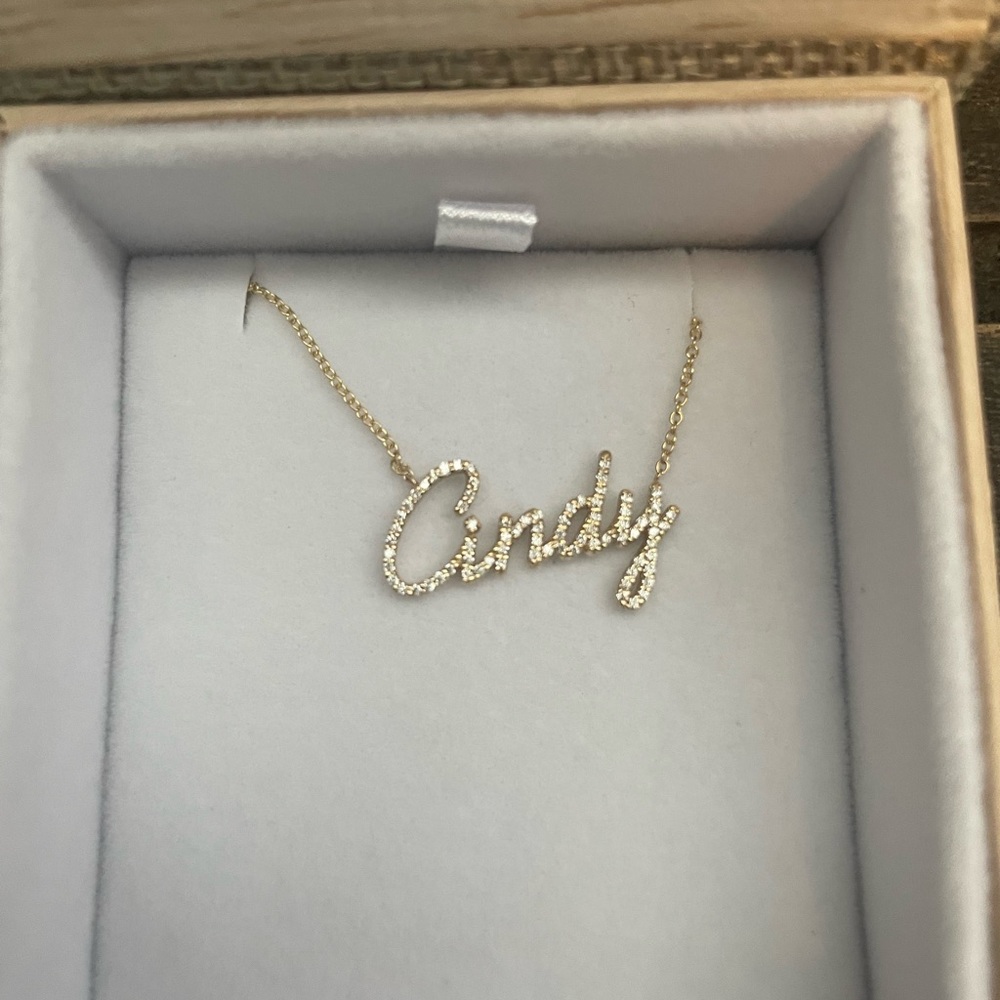 Baby gold LA Diamond Cindy Name Necklace